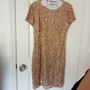 Adrianna Papell Gold Sequin Dress